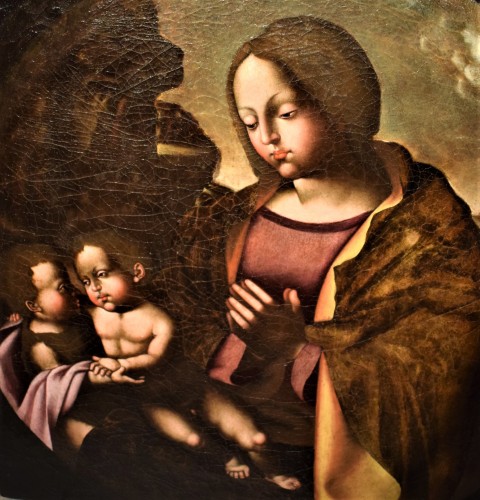 La Vierge à l'Enfant et San Jean Baptiste - École Flamande du XVIe siècle - Tableaux et dessins Style Renaissance